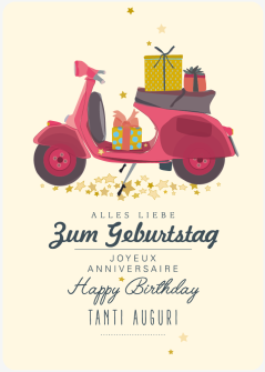 Postkarte Vespa - Zum Geburtstag